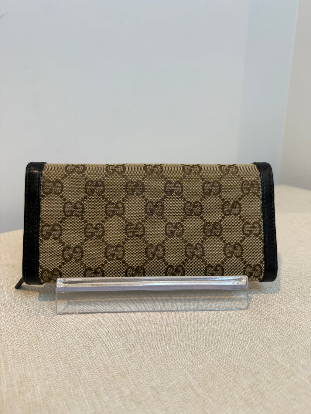 Pre-owned Gucci brown canvas sukey continental long wallet