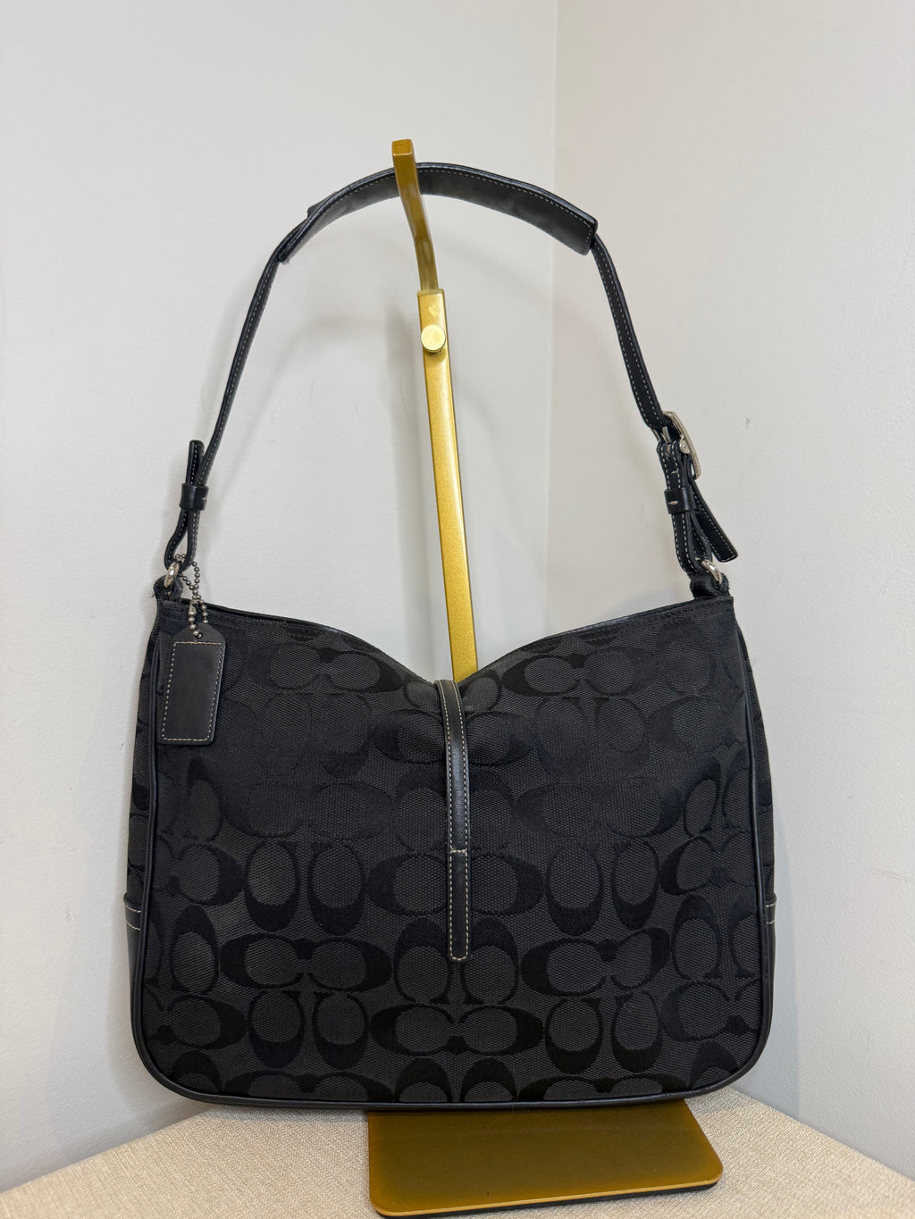 Pre-owned Coach Black Hampton Clip Hobo Shoulder bag 1990s vintage