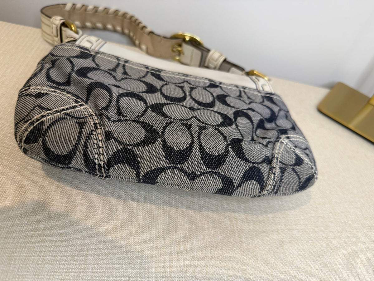 Pre-owned Coach blue and white Bleeker denim soho shoulder bag 2007
