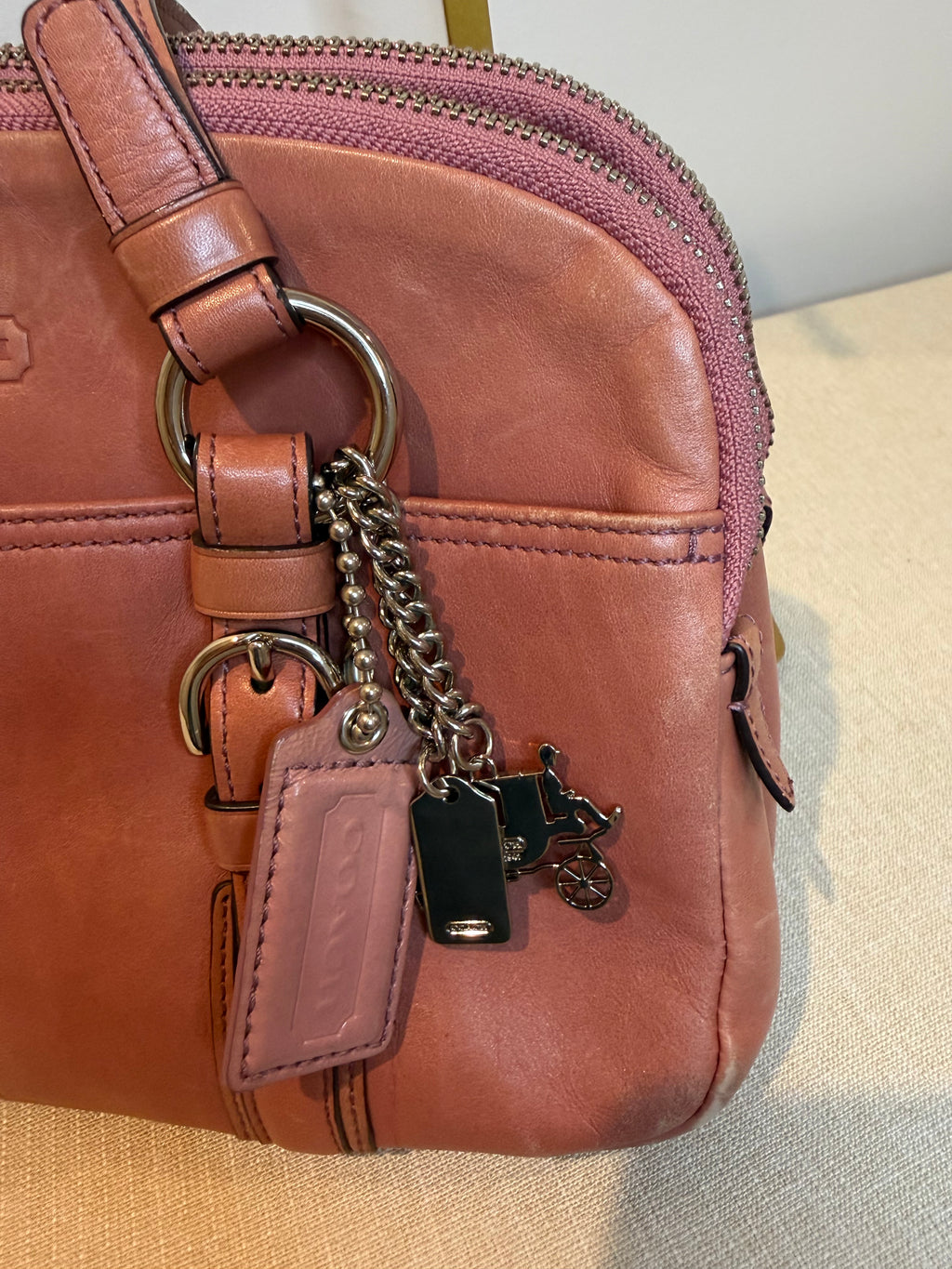 Pre-owned Coach Leather Bonnie Satchel Salmon Pink 2008